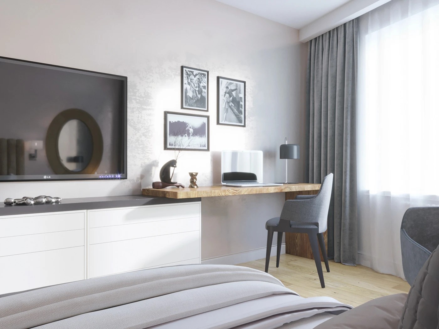 Bedroom in pastel colors