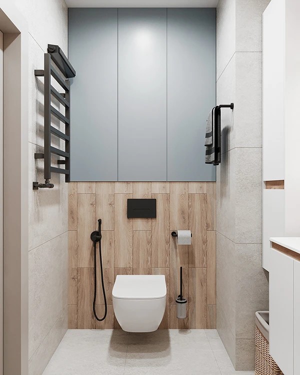 GREY-BLUE BATHROOM IN APARTMENT ON KUZNETSOVA