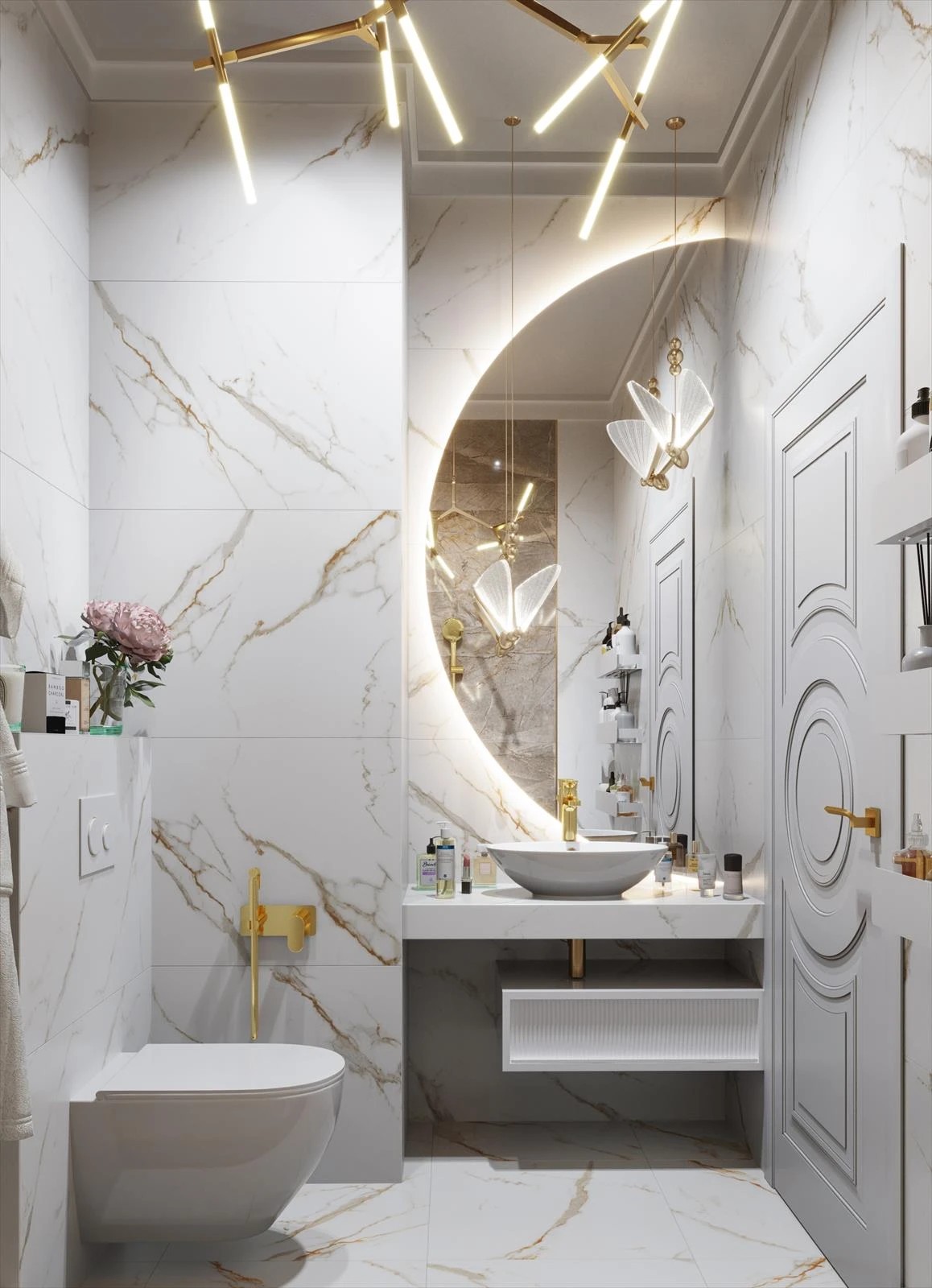 Проект 3-х комнатной квартиры в неоклассическом стиле для девушки