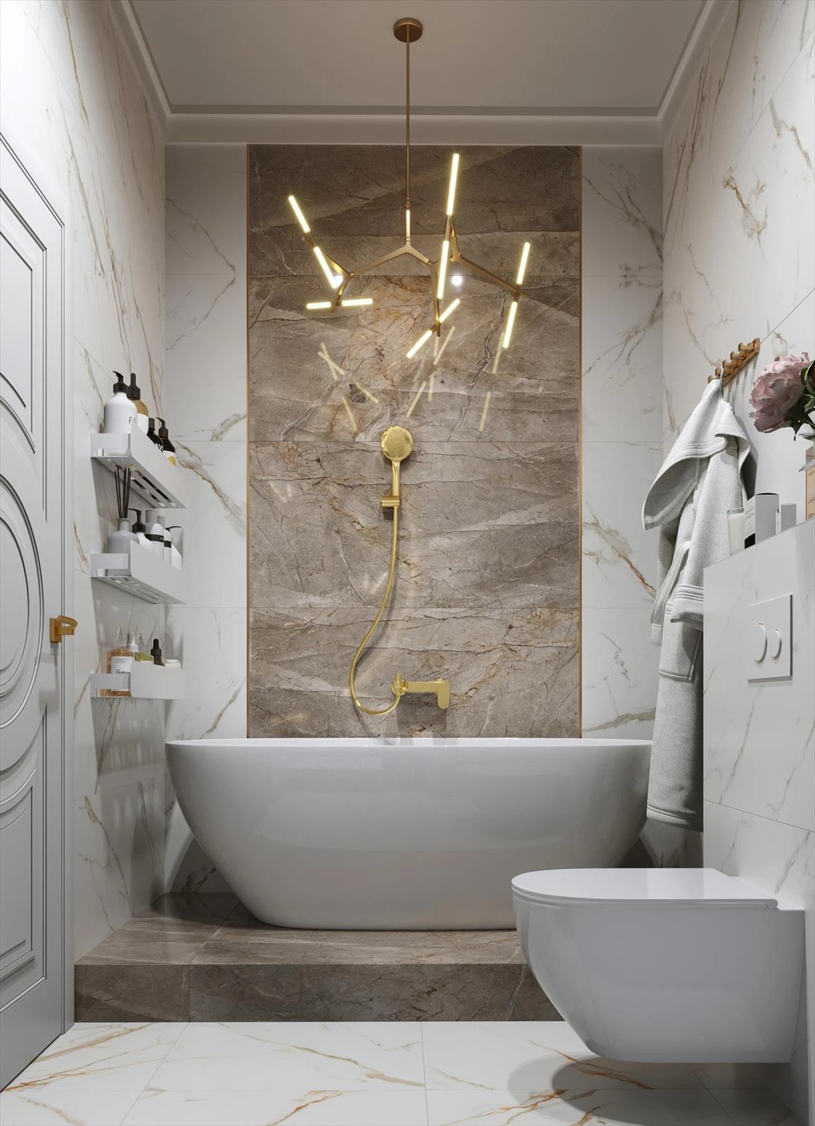 Проект 3-х комнатной квартиры в неоклассическом стиле для девушки