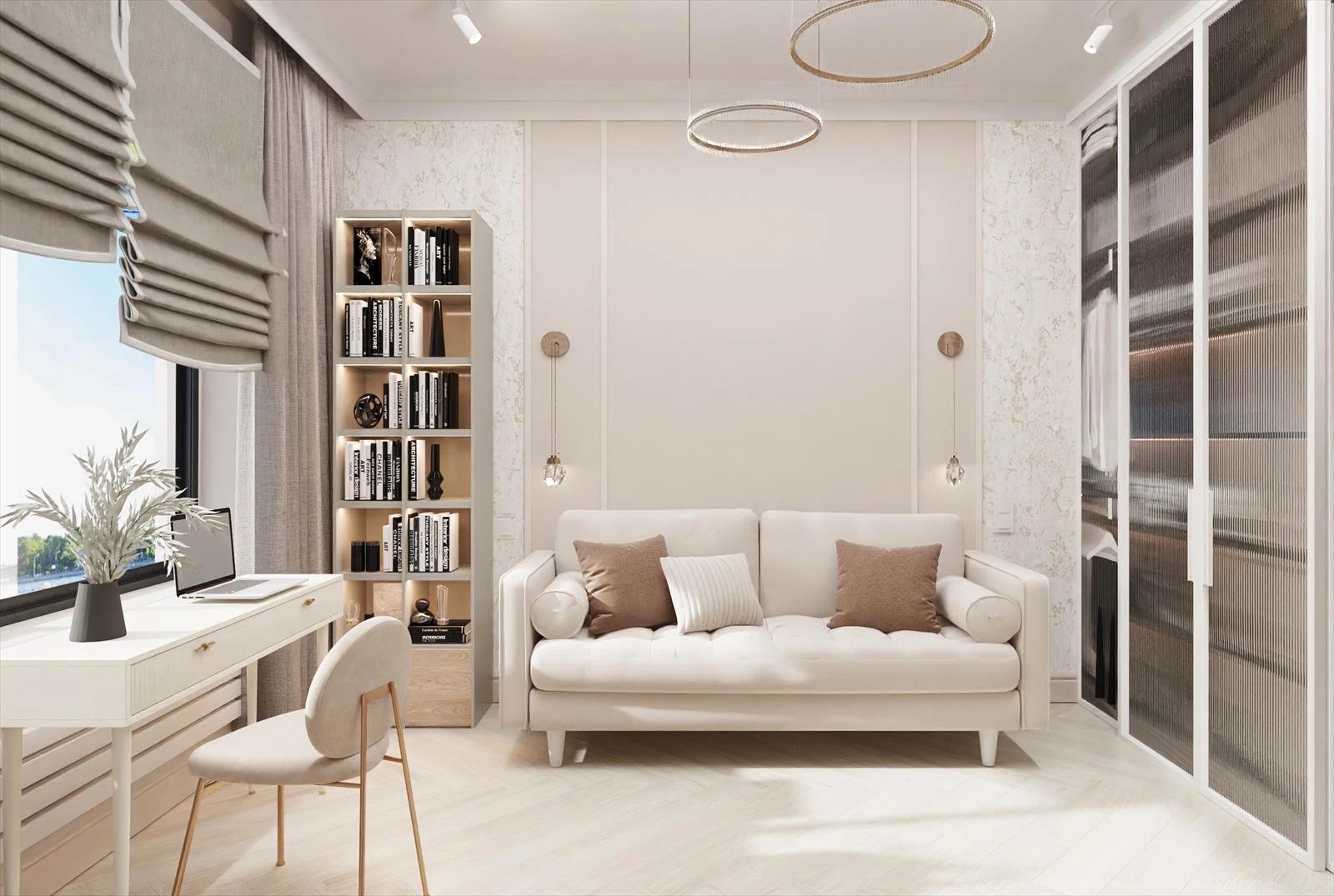 Проект 3-х комнатной квартиры в неоклассическом стиле для девушки