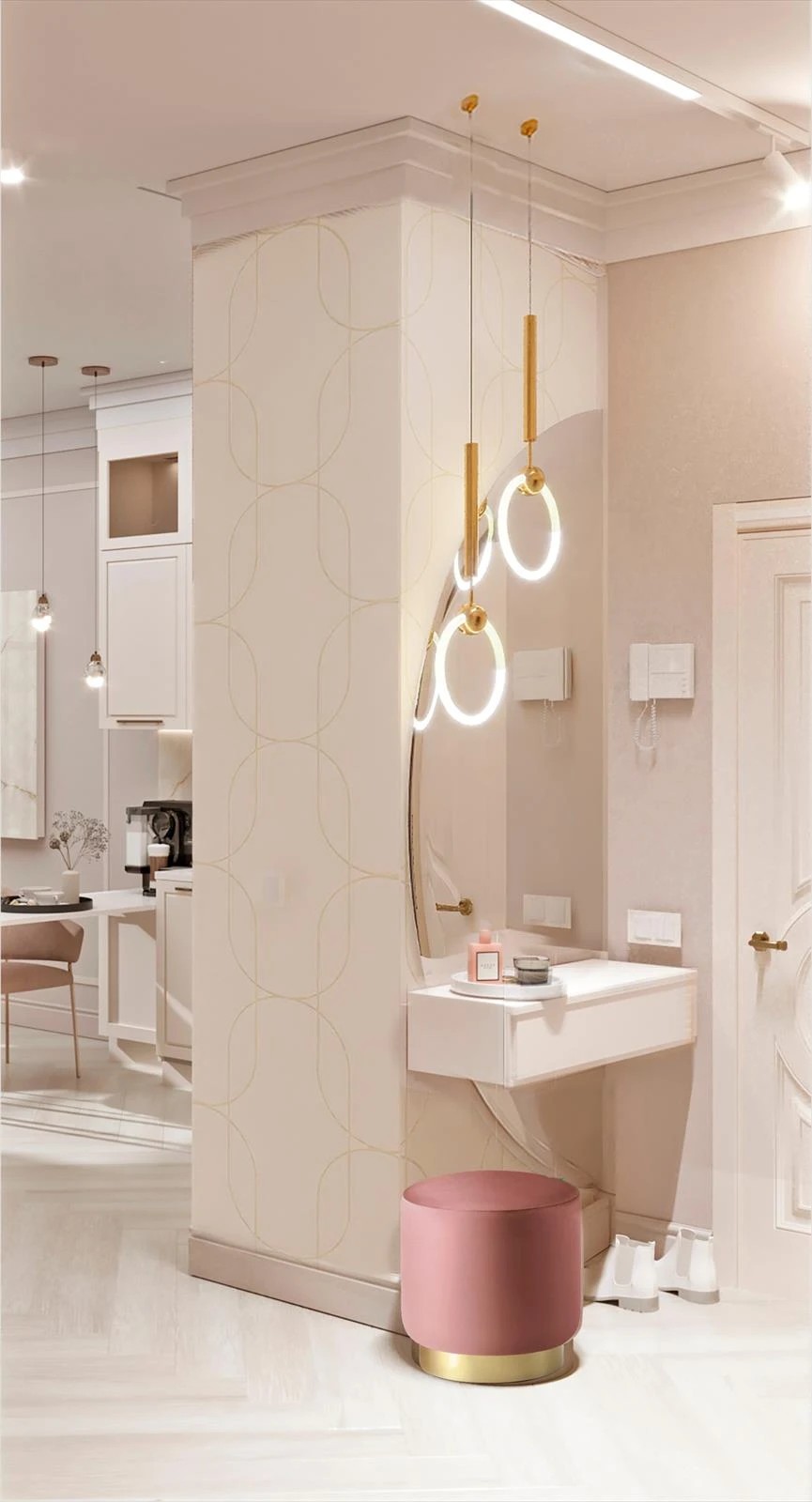 Проект 3-х комнатной квартиры в неоклассическом стиле для девушки