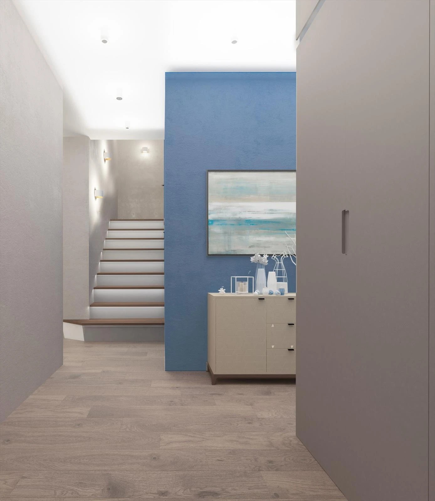 Интерьер первого этажа частного дома