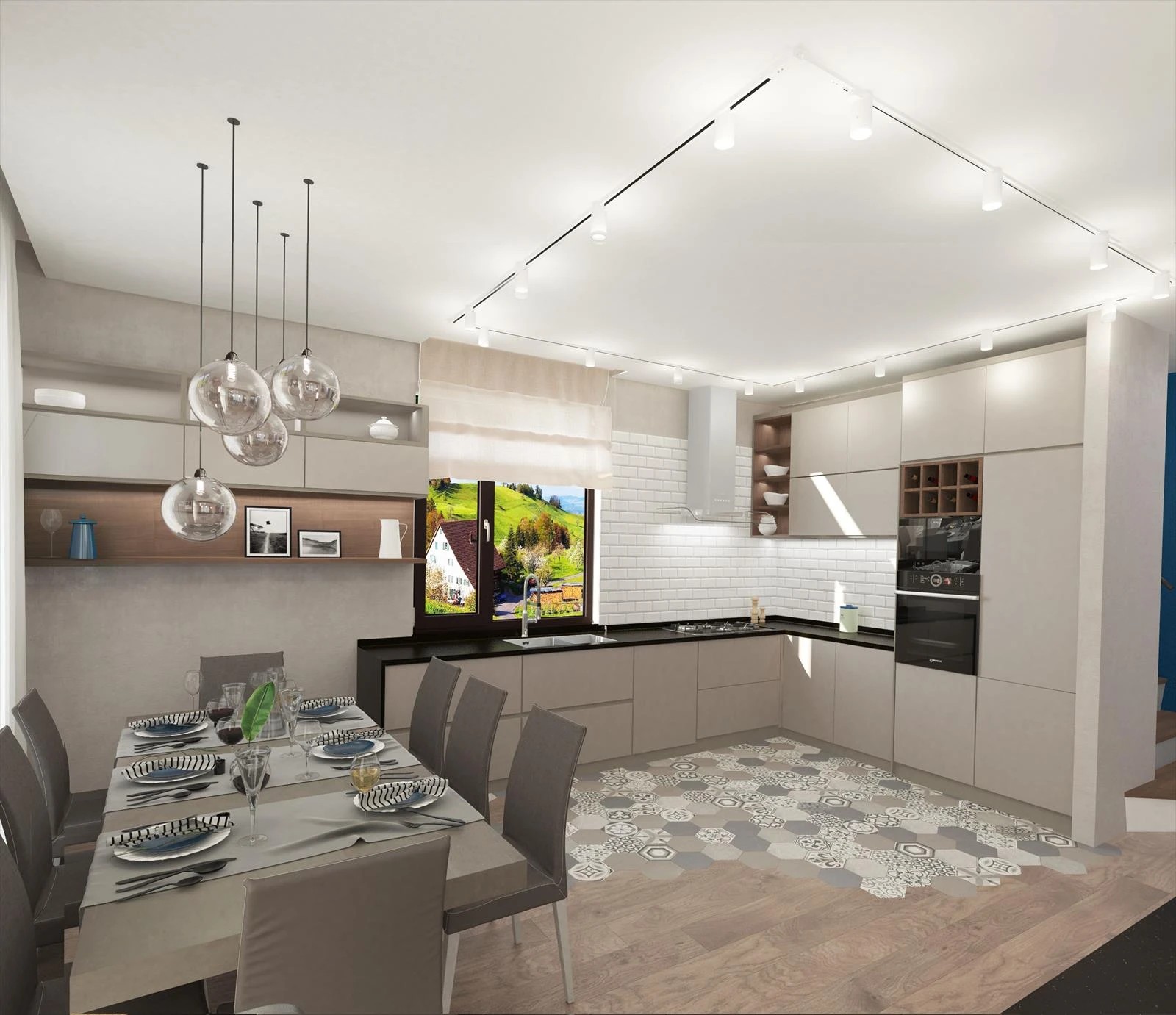 Интерьер первого этажа частного дома