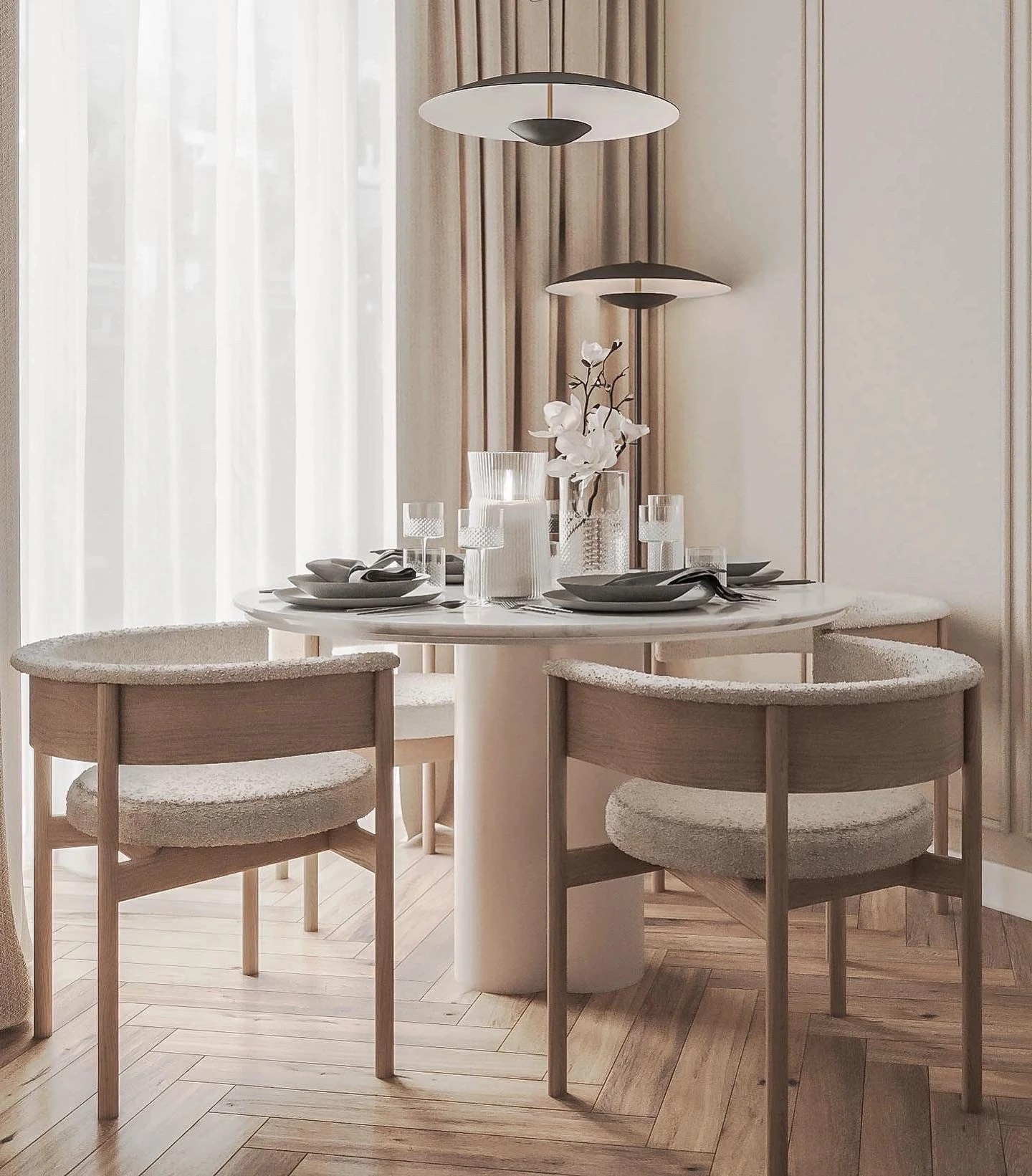 Кухня- гостиная в нежных тонах