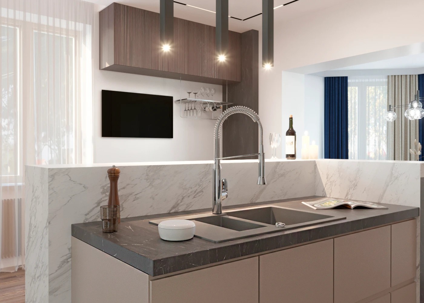 Дизайн загородного дома в современном стиле 1-й этаж