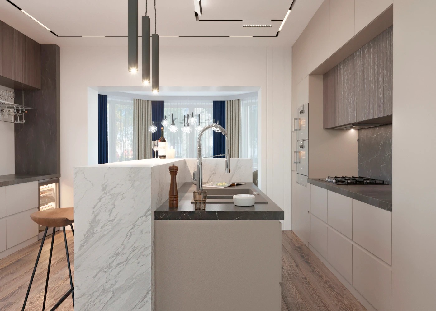 Дизайн загородного дома в современном стиле 1-й этаж