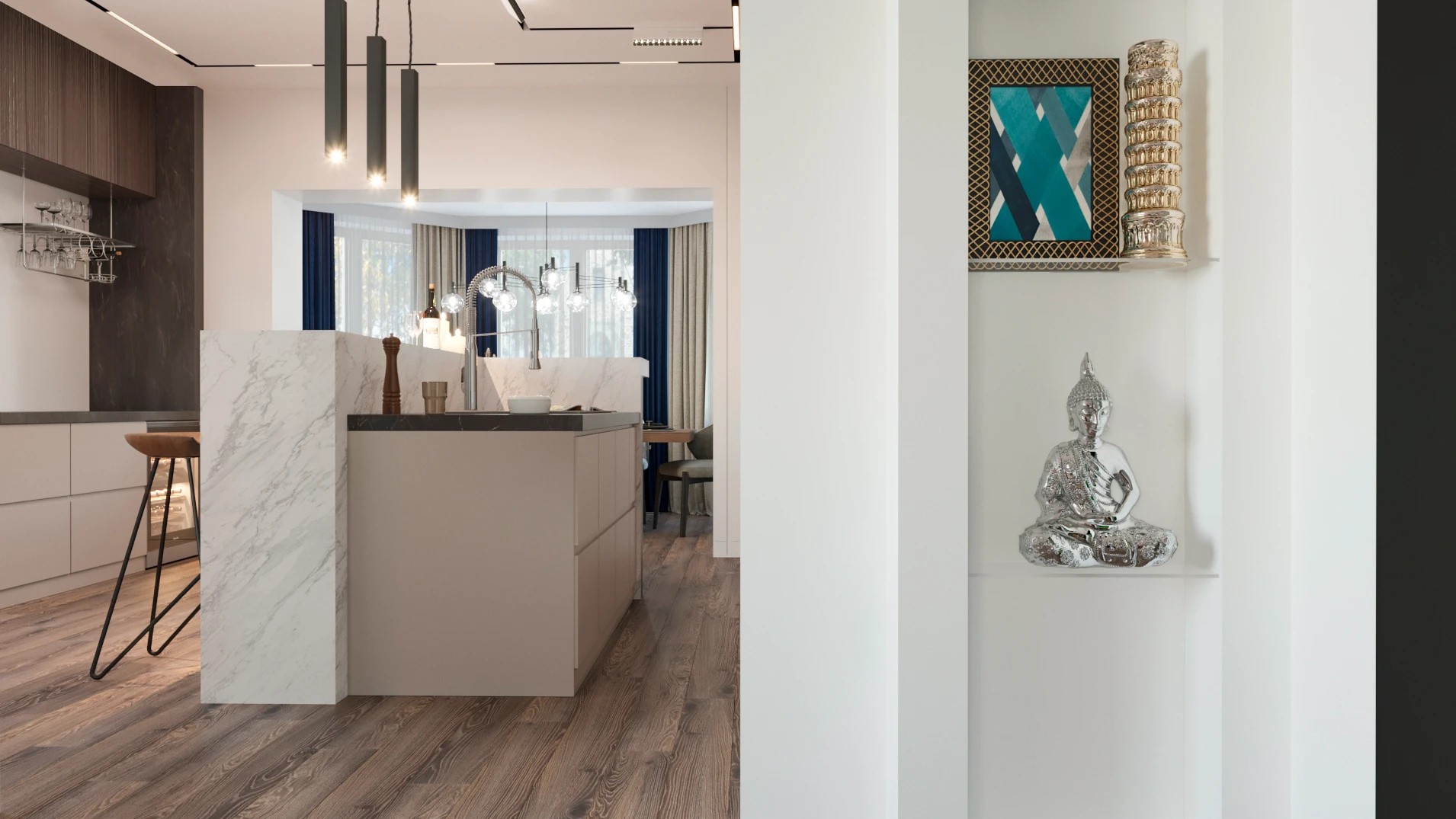 Дизайн загородного дома в современном стиле 1-й этаж