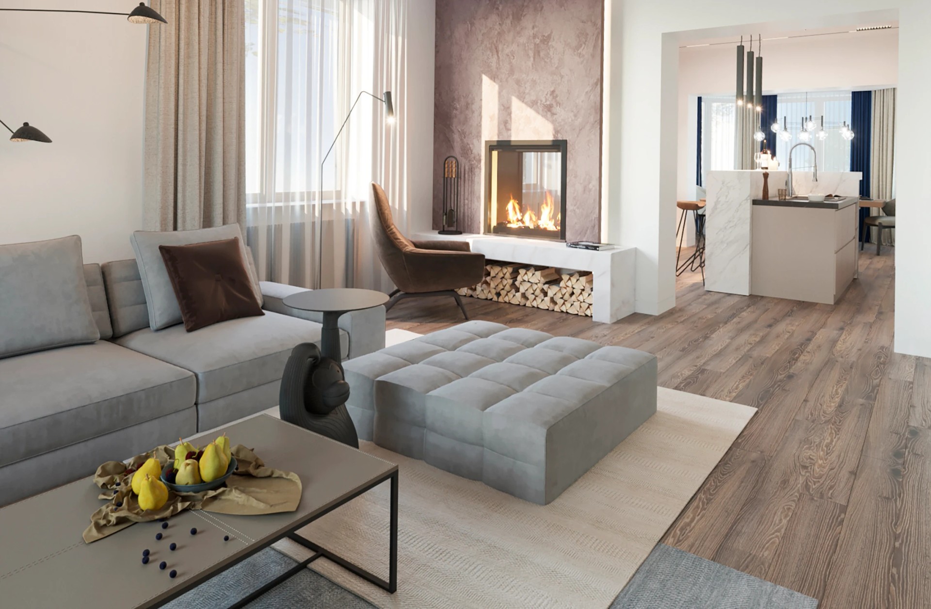 Дизайн загородного дома в современном стиле 1-й этаж