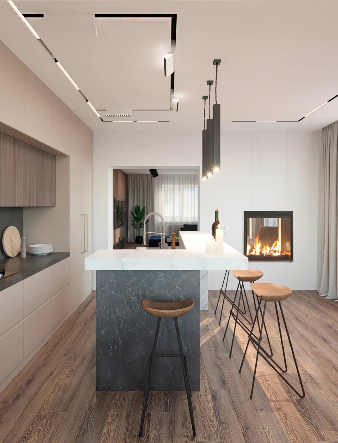 Дизайн загородного дома в современном стиле 1-й этаж