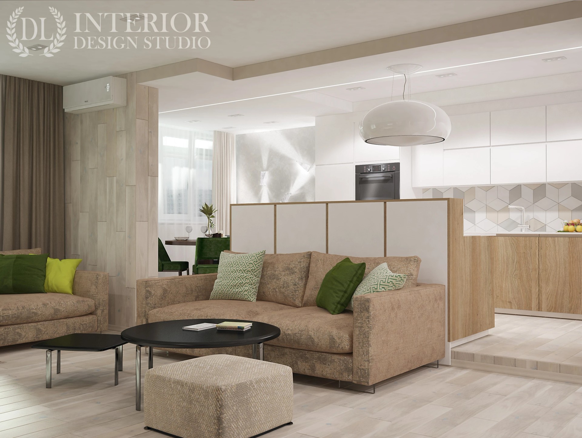 Современный дизайн гостиной с элементами эко-стиля