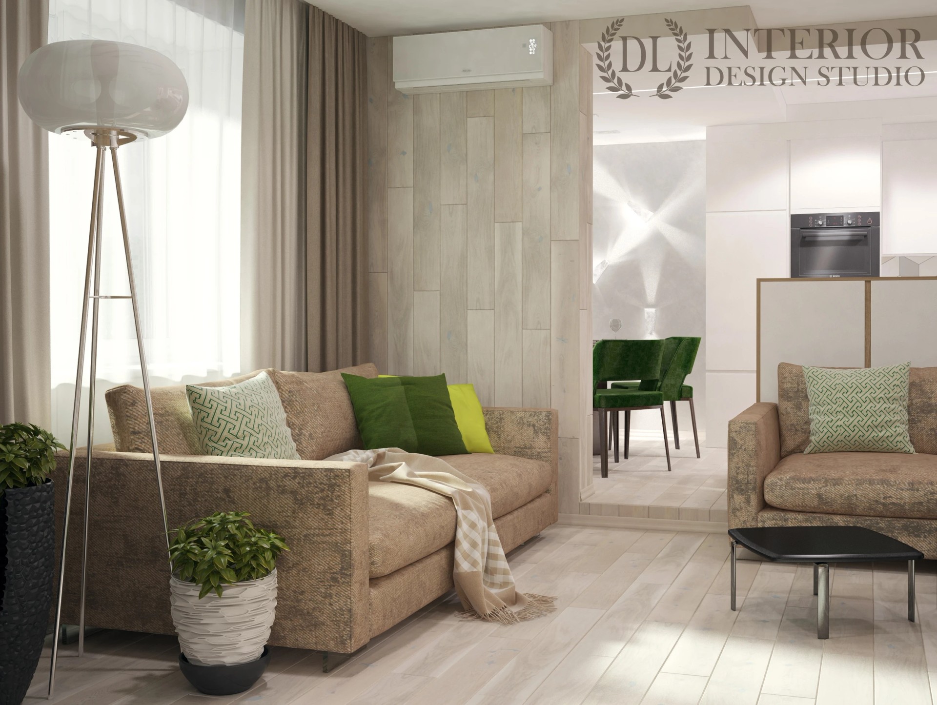 Современный дизайн гостиной с элементами эко-стиля