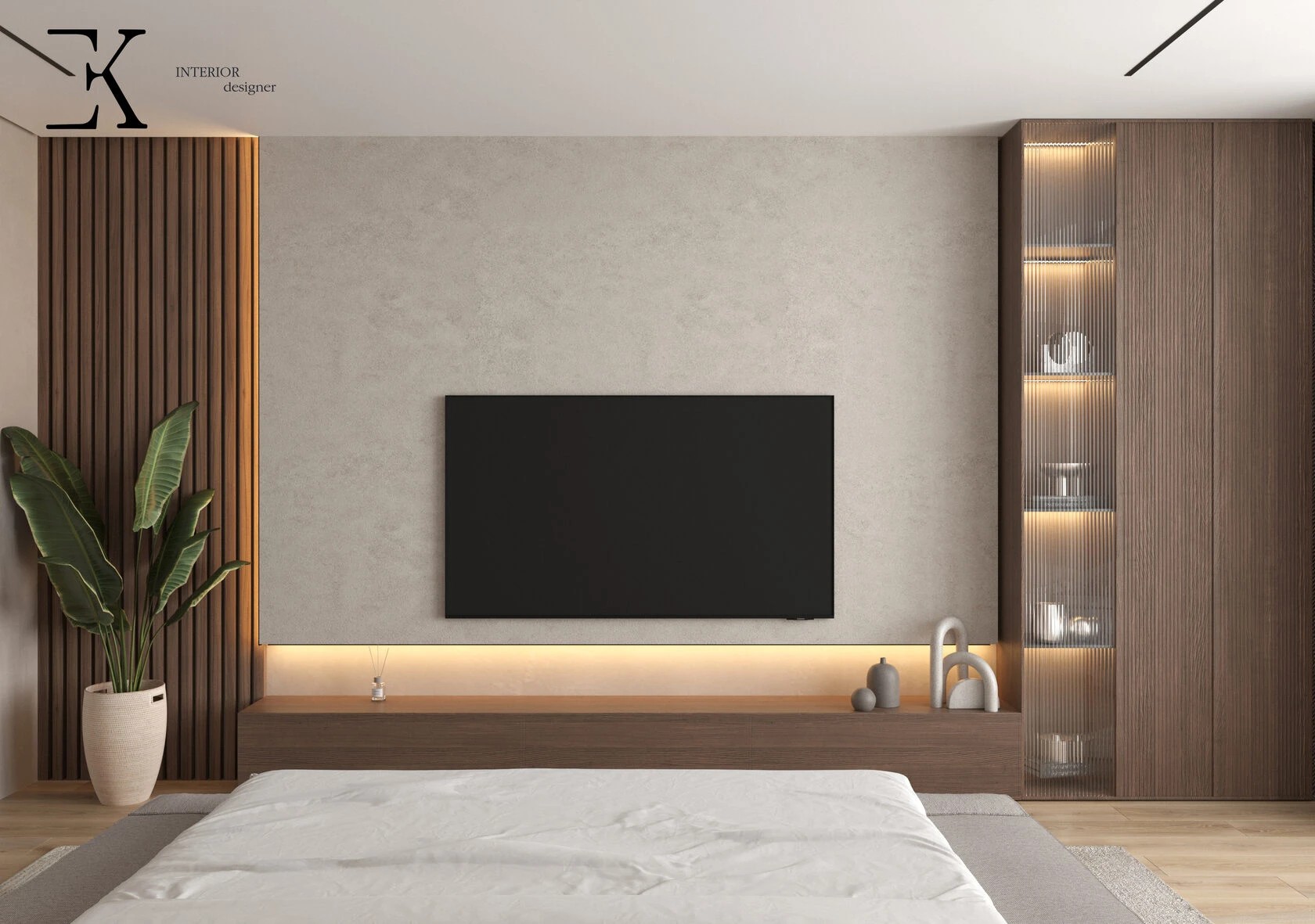 Проект квартиры 85 м2
Спальня в стиле минимализм площадью 24м2