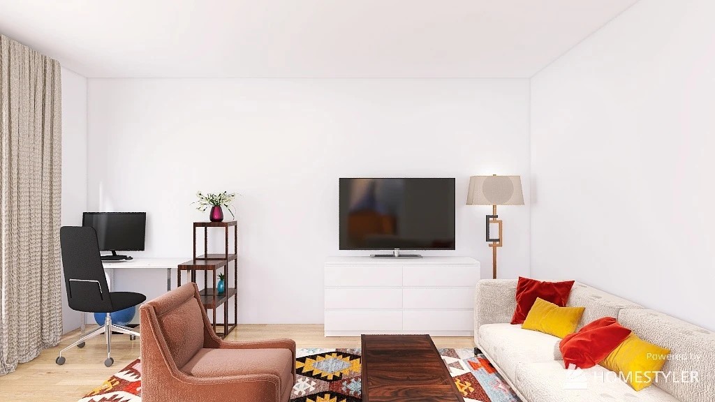 Преображение гостиной с рабочим местом.