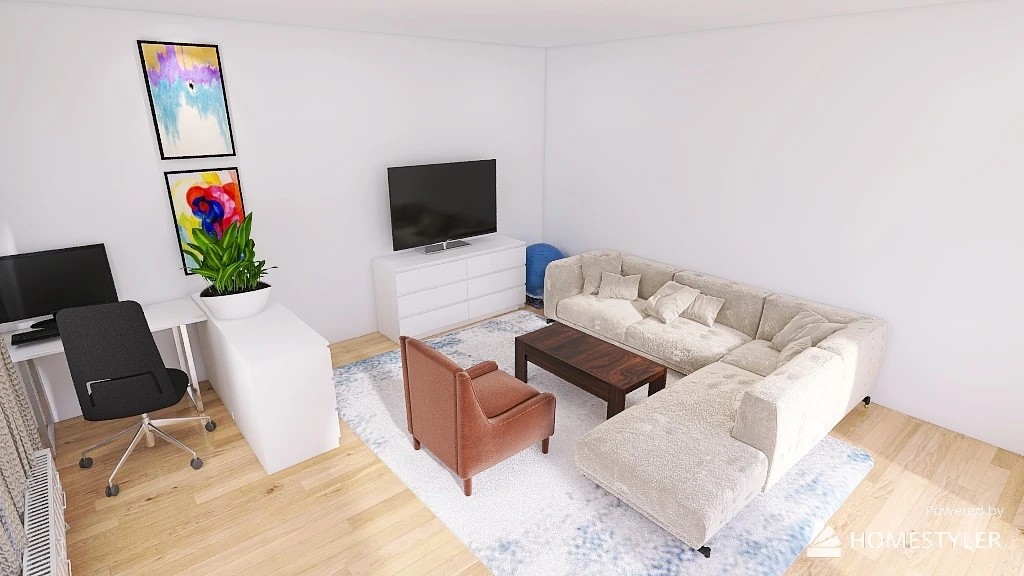 Преображение гостиной с рабочим местом.