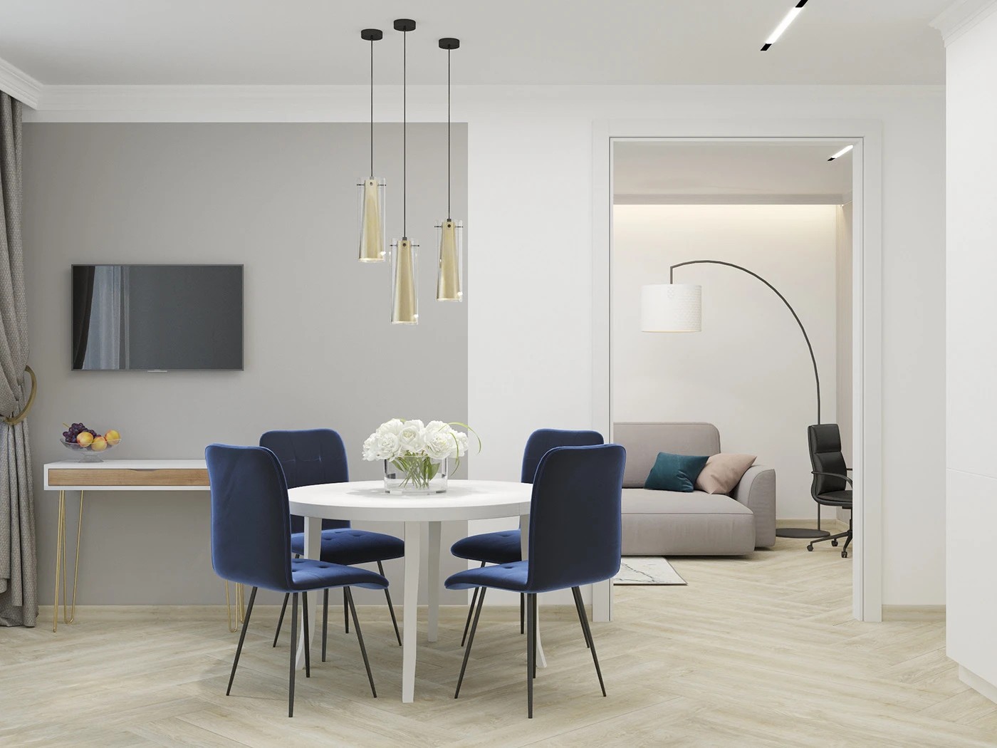 "Белое и золотое"Квартира в Калининграде