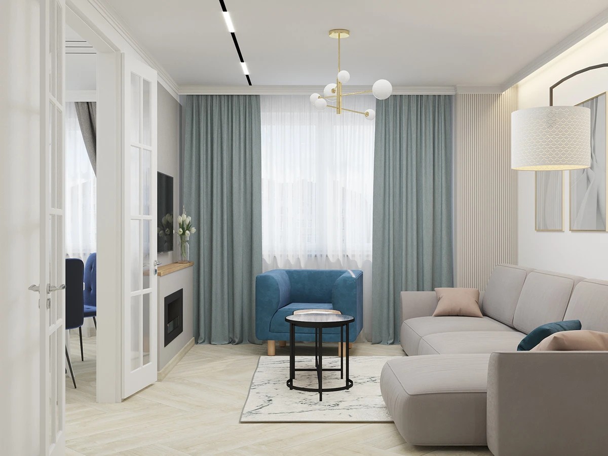 "Белое и золотое"Квартира в Калининграде