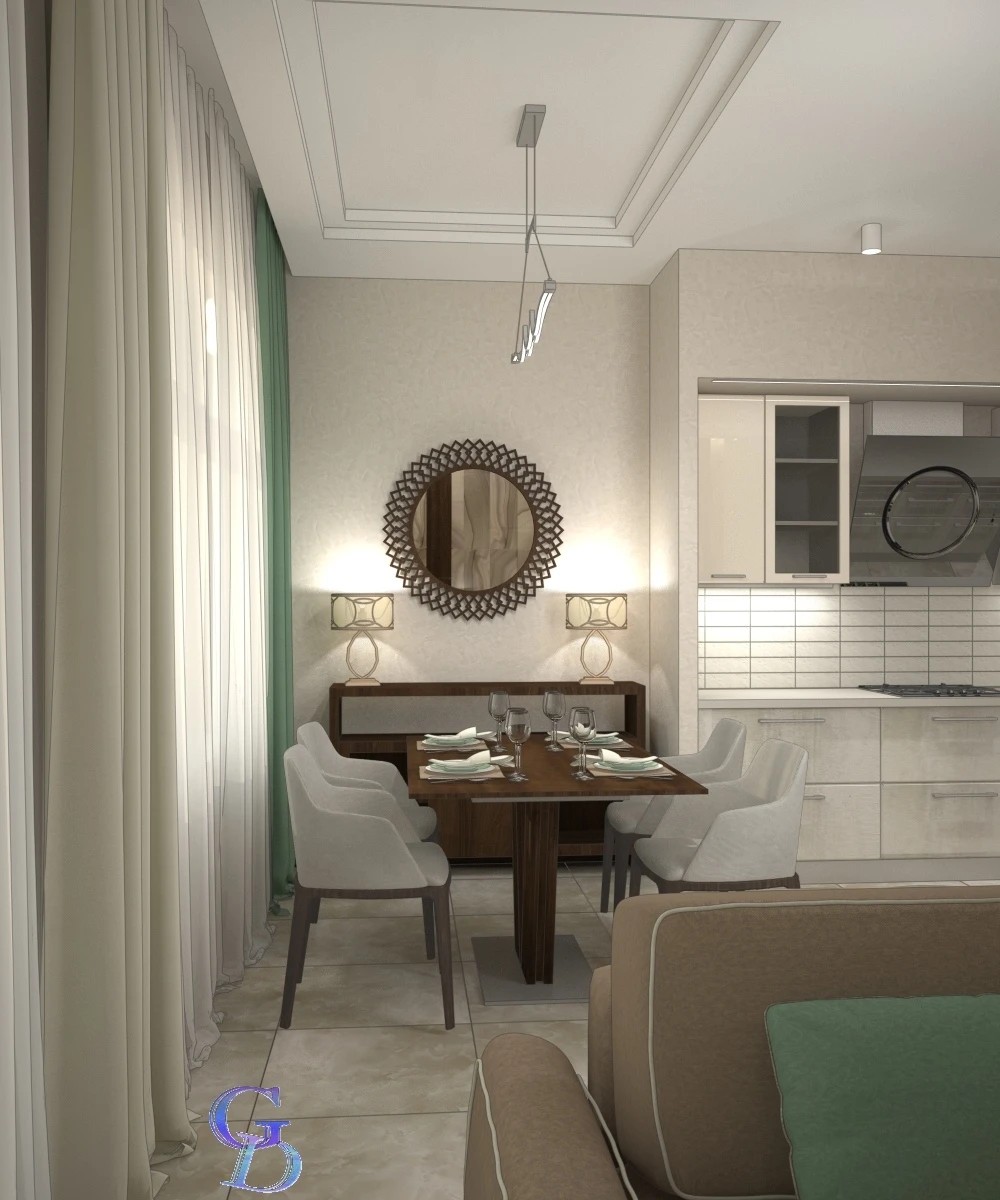 Дизайн-проект гостиной в загородном таунхаусе