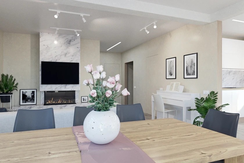 Общие зоны квартир и загородных домов: гостиные, кухни, столовые