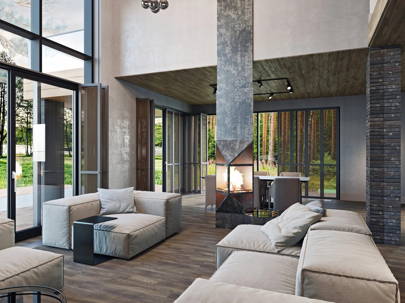 Общие зоны квартир и загородных домов: гостиные, кухни, столовые