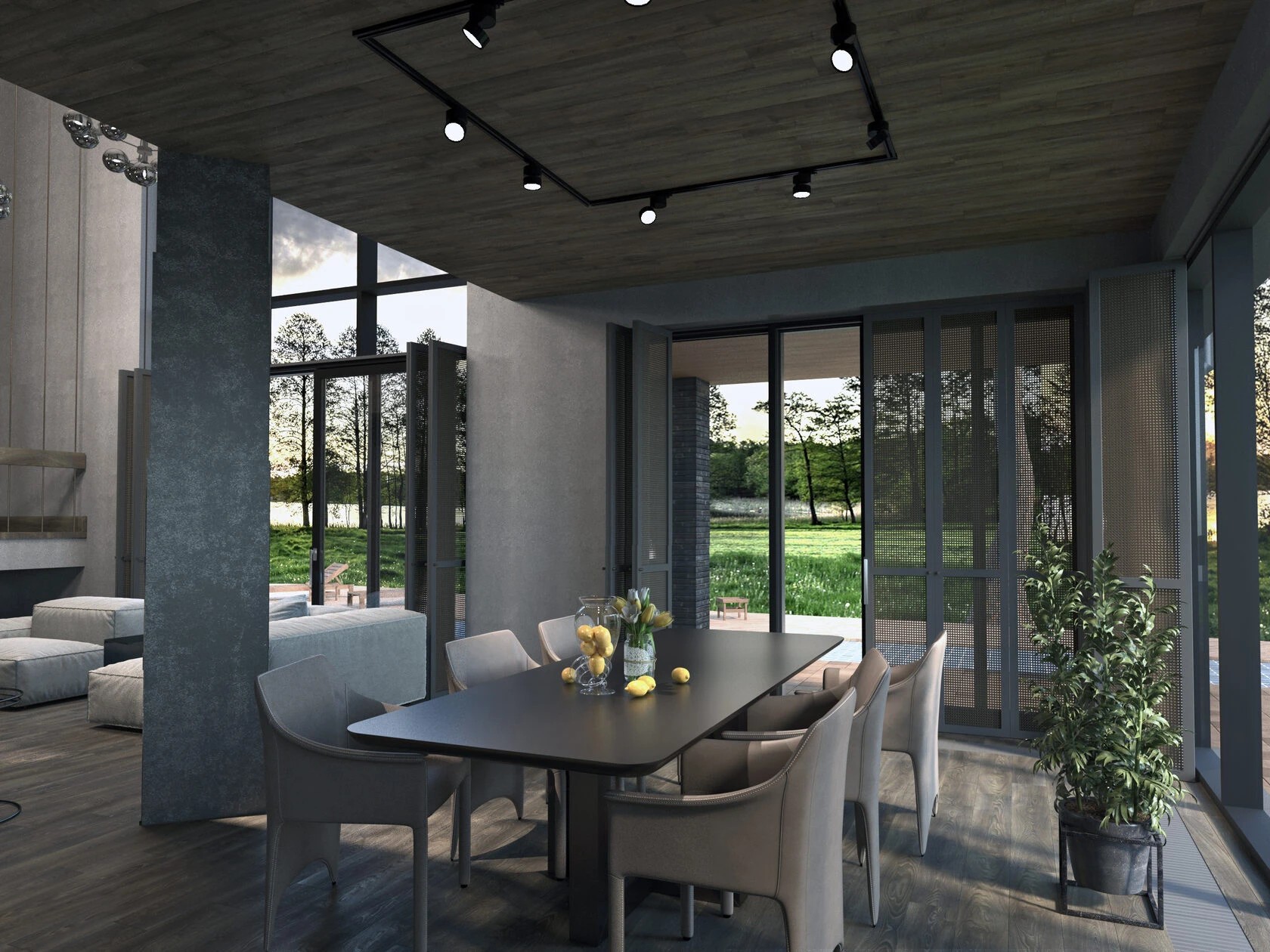 Общие зоны квартир и загородных домов: гостиные, кухни, столовые