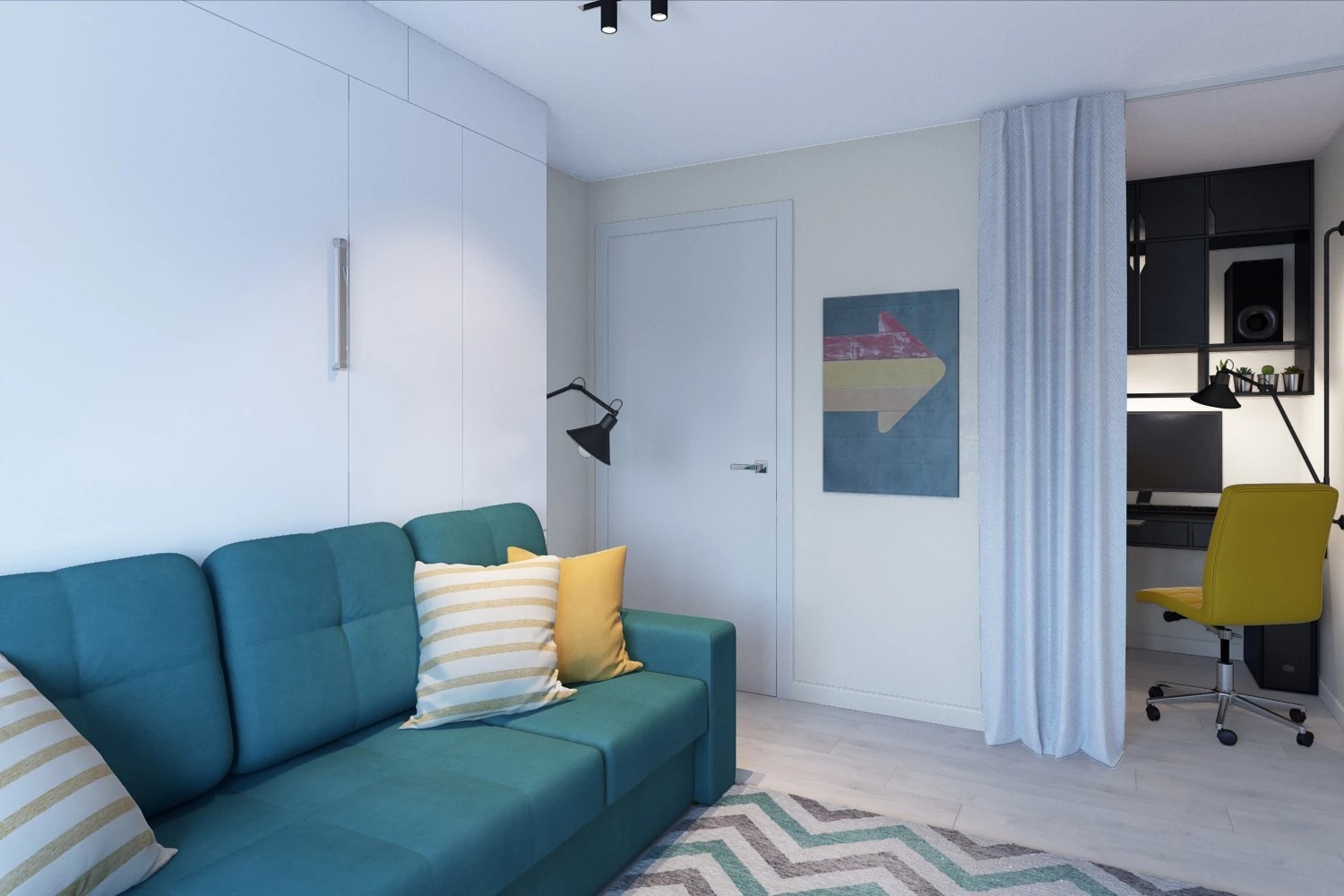 Гостиная с совмещенной функцией спальни и кабинета, Приозерск