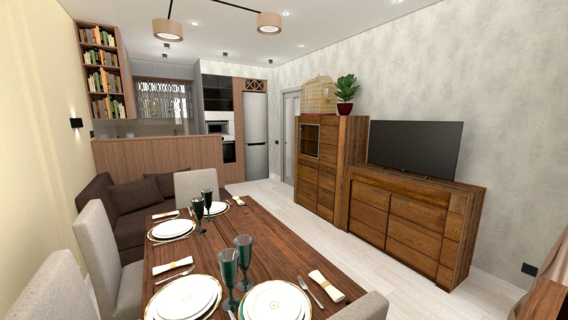 Кухня-столовая для семьи в ЖК "Я-Романтик"