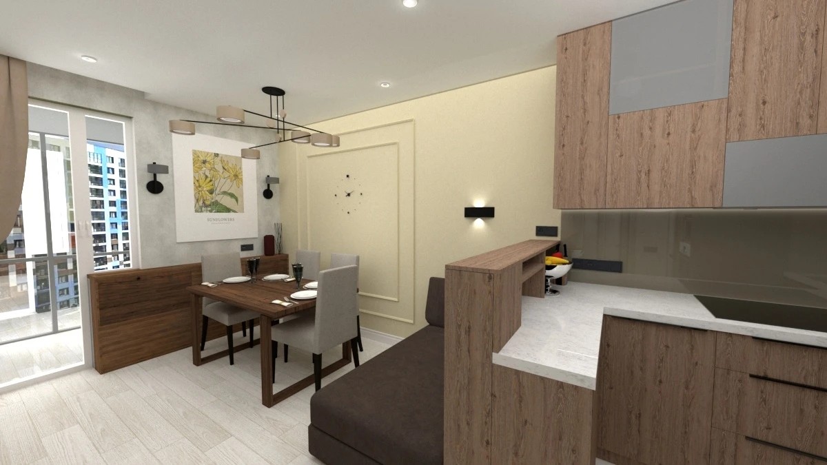 Кухня-столовая для семьи в ЖК "Я-Романтик"