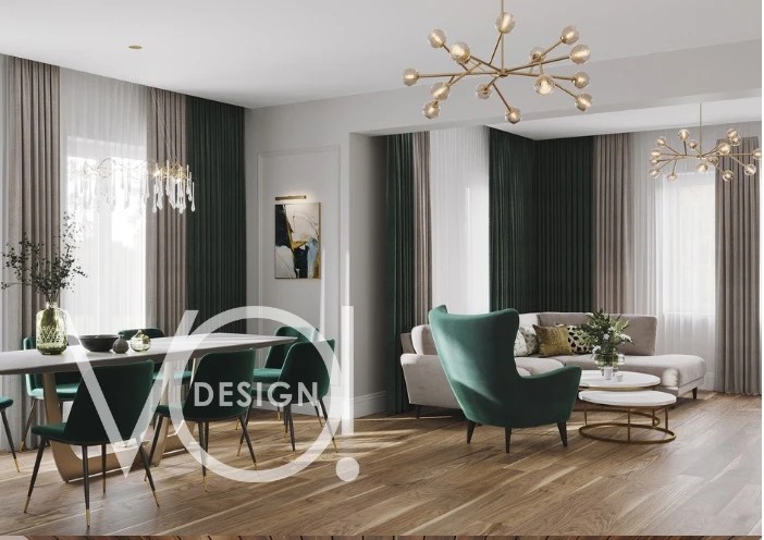 Загородный дом: кухня, гостиная и гостевой санузел