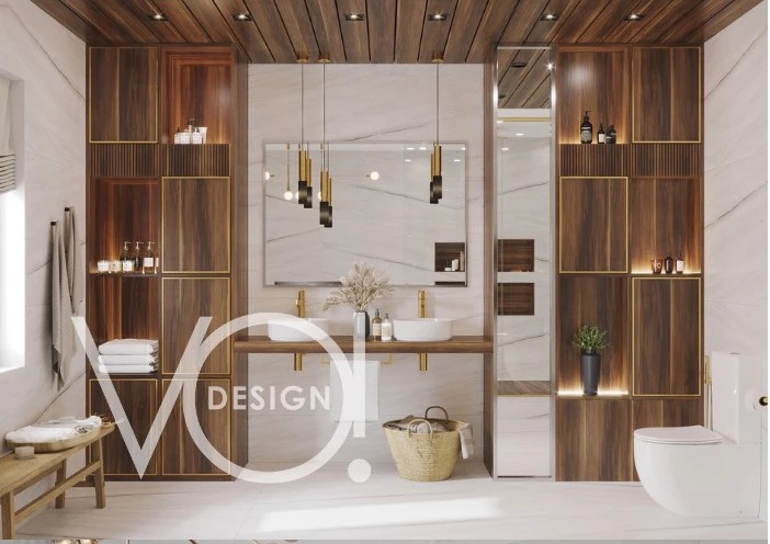 Загородный дом: кухня, гостиная и гостевой санузел