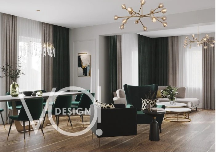 Загородный дом: кухня, гостиная и гостевой санузел