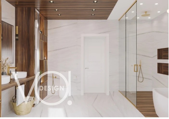 Загородный дом: кухня, гостиная и гостевой санузел