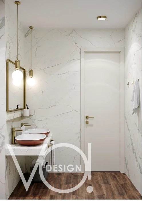 Кухня в современном стиле и гостевой санузел