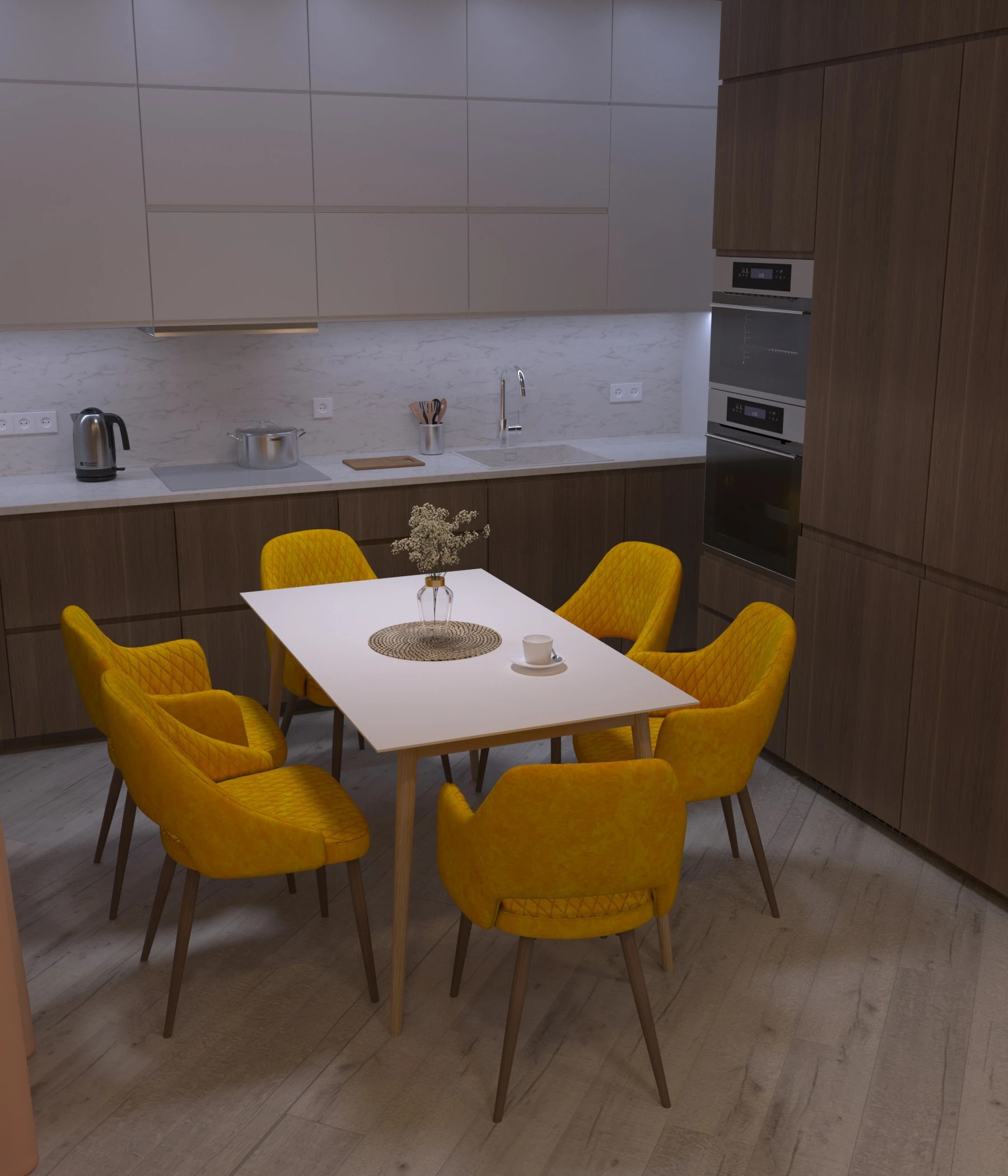 Дизайн квартиры, Кушелевская дорога (кухня, гостинная, прихожая)