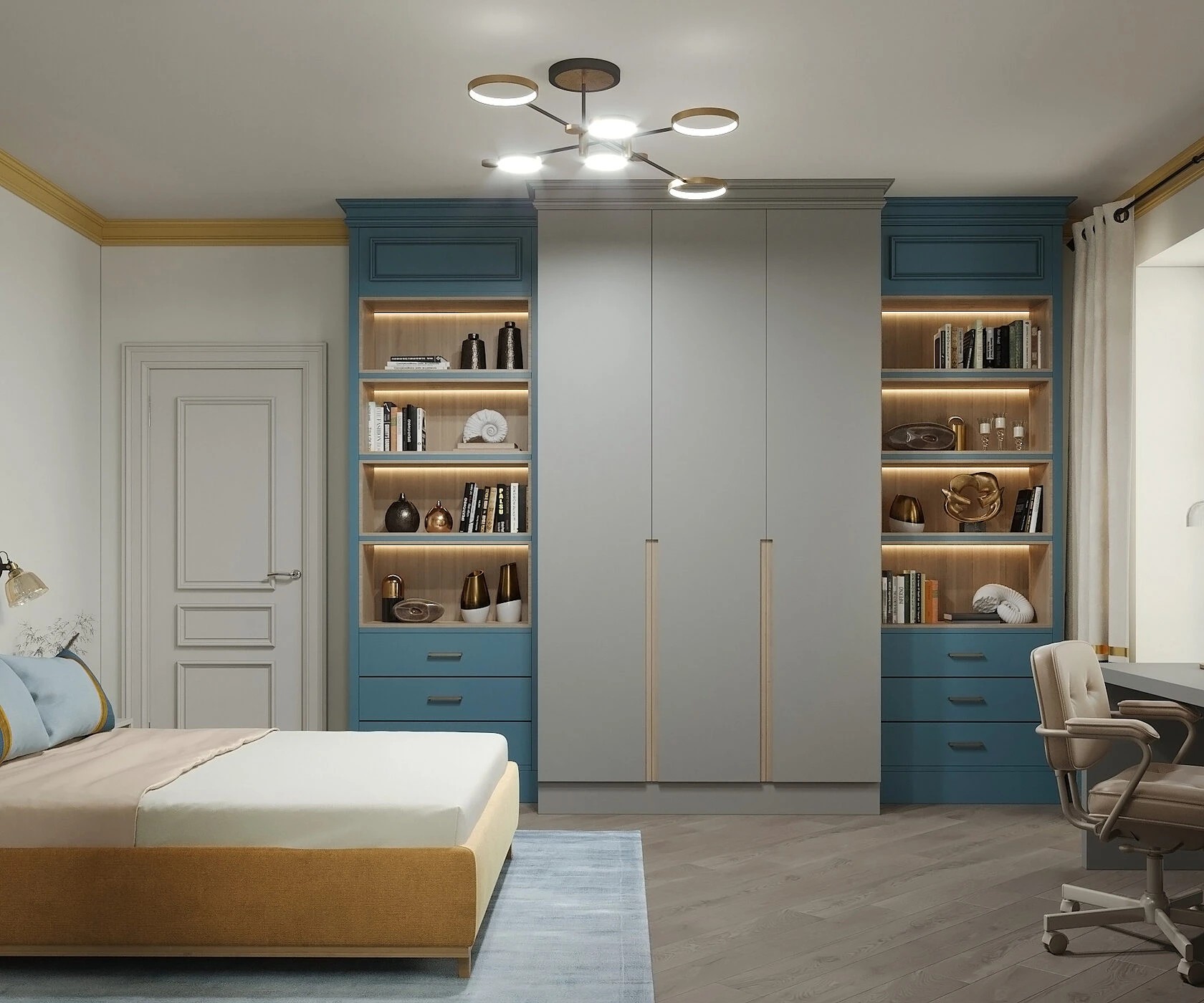 Акцентная геометрия в комнате подростка