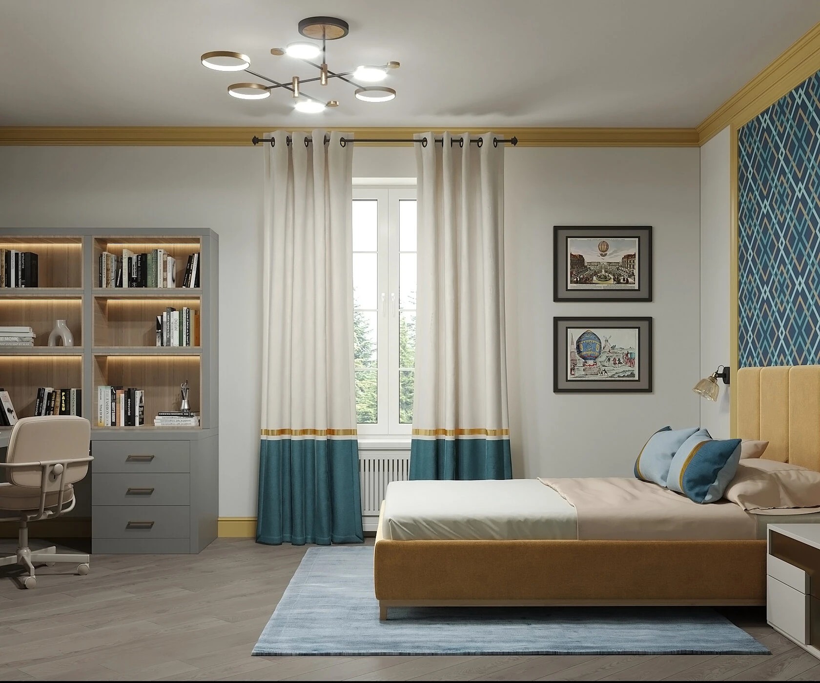 Акцентная геометрия в комнате подростка