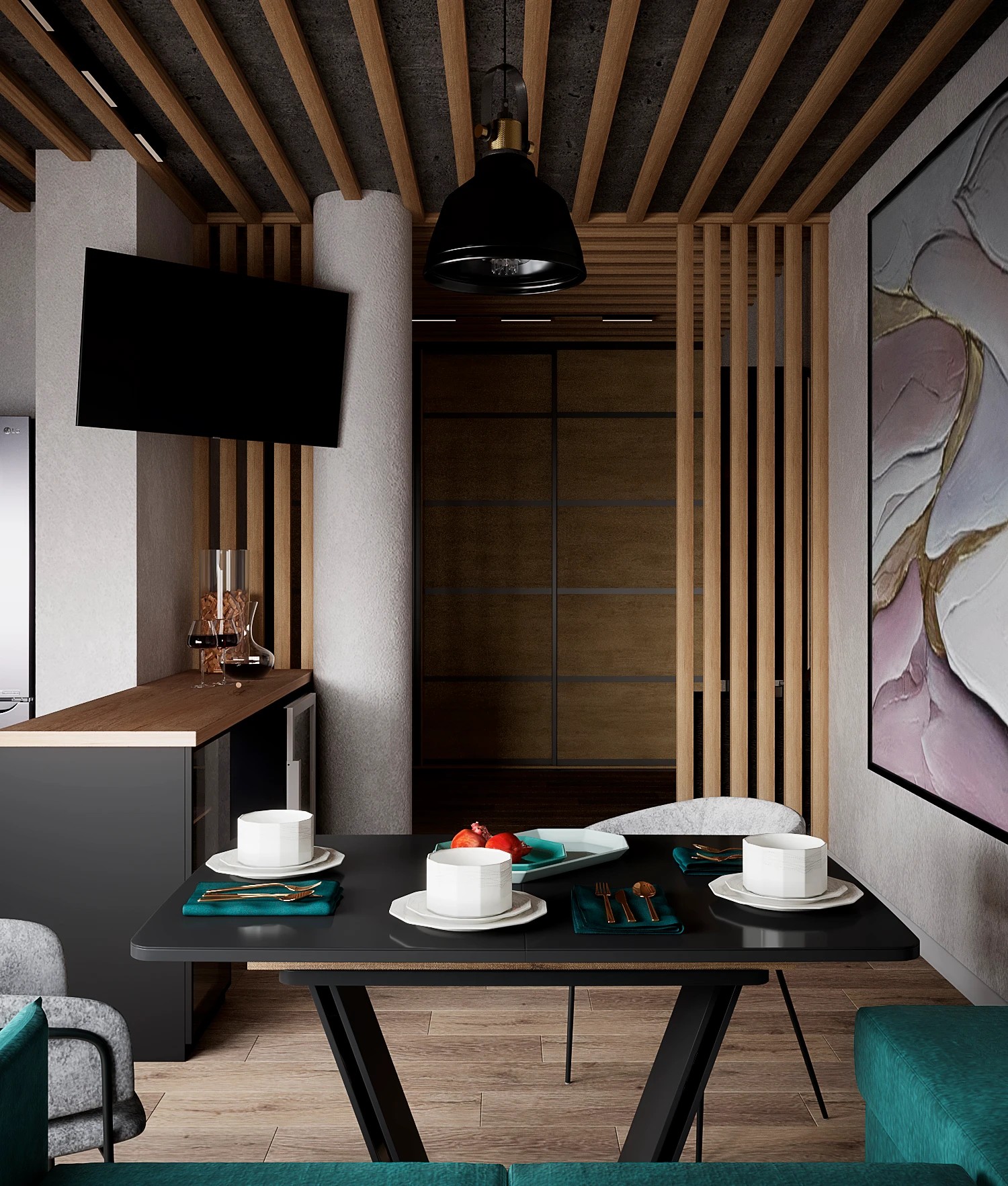 Необычная полуоткрытая планировка