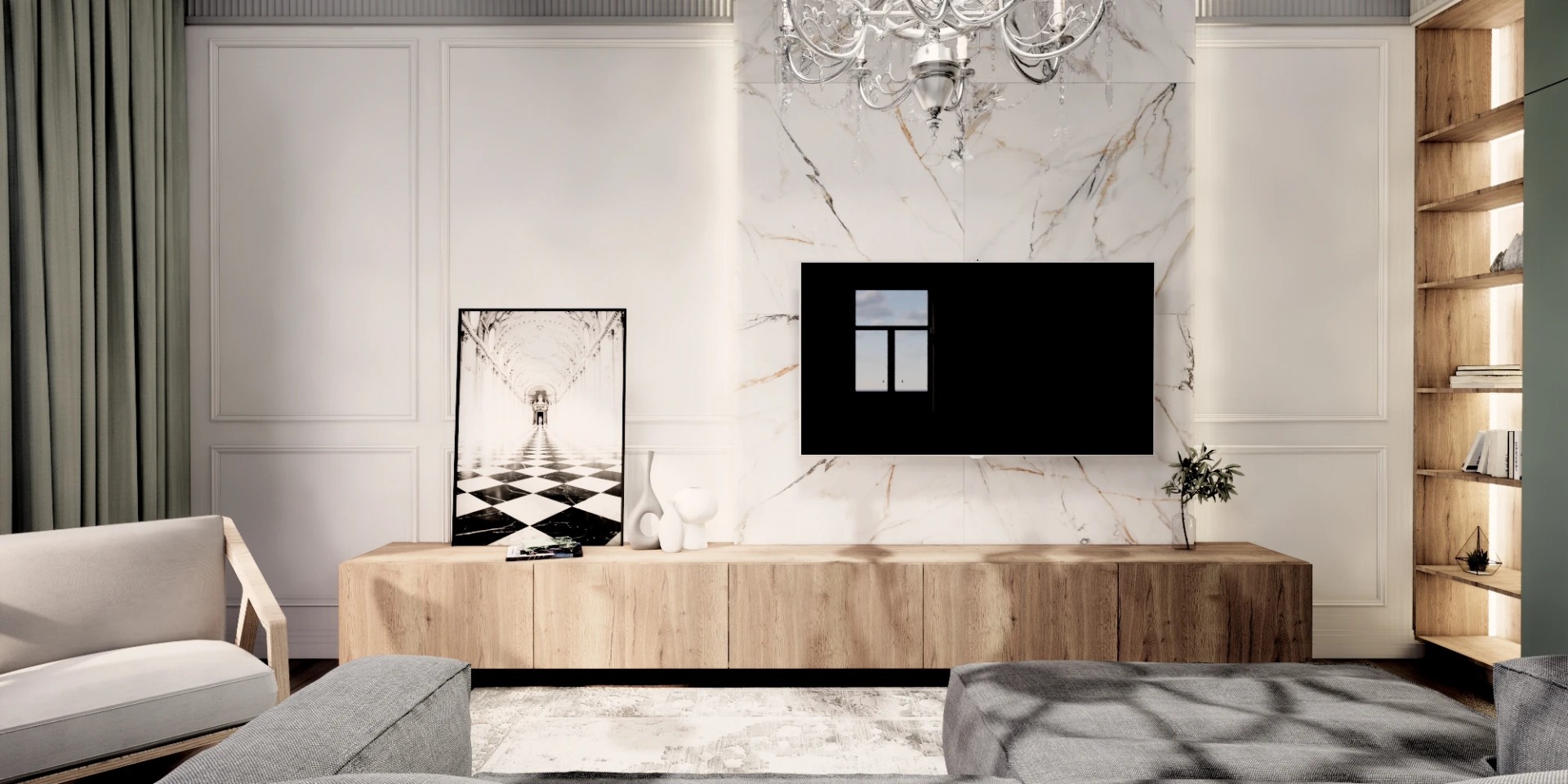 Трехкомнатная квартира в самом сердце Петербурга (Визуализация)