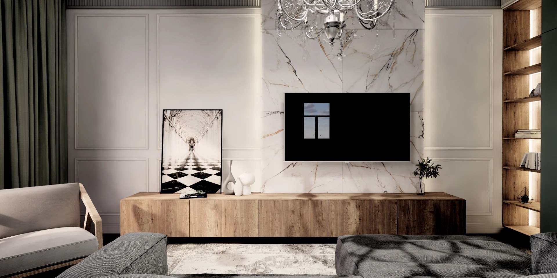 Трехкомнатная квартира в самом сердце Петербурга (Визуализация)