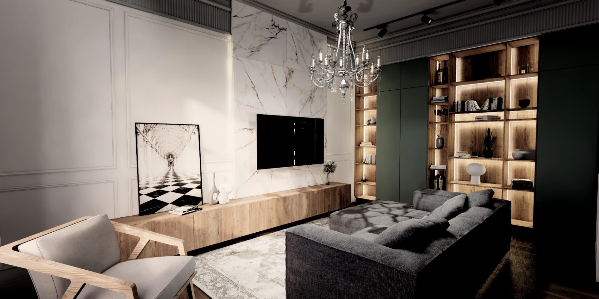 Трехкомнатная квартира в самом сердце Петербурга (Визуализация)