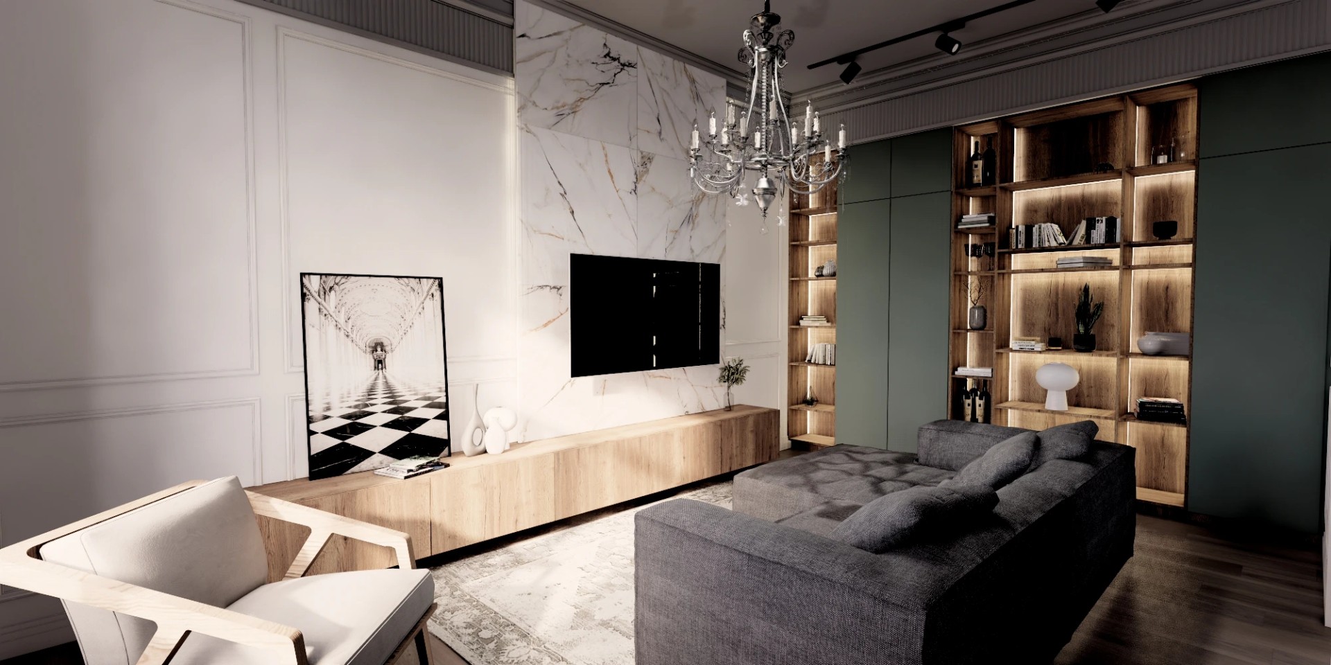 Трехкомнатная квартира в самом сердце Петербурга (Визуализация)