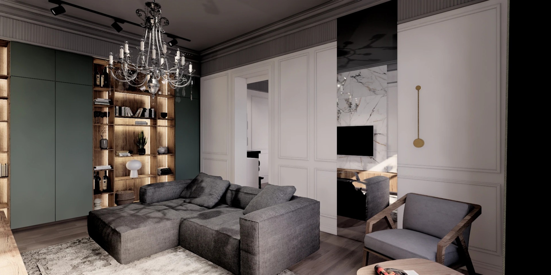 Трехкомнатная квартира в самом сердце Петербурга (Визуализация)