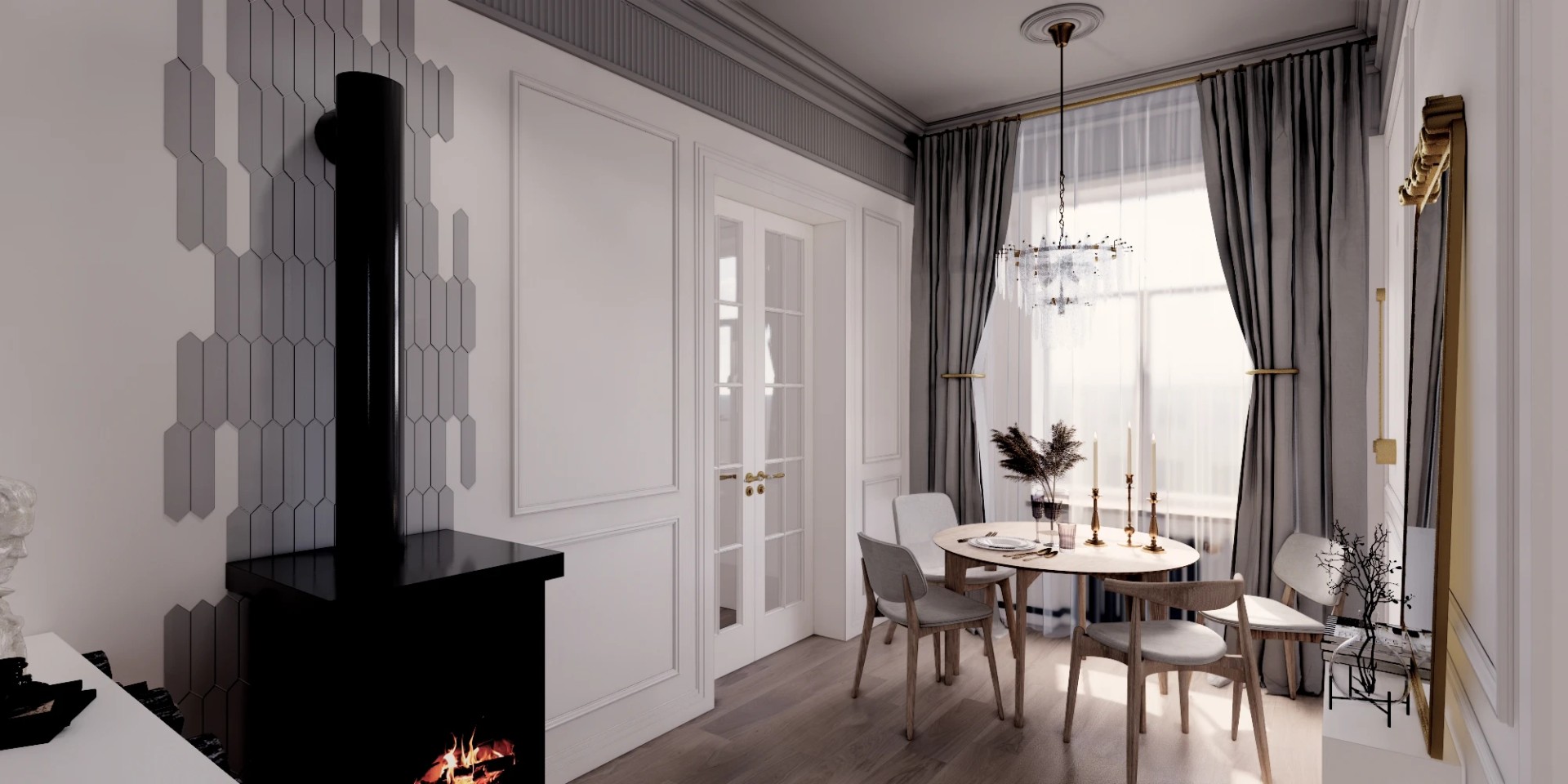 Трехкомнатная квартира в самом сердце Петербурга (Визуализация)