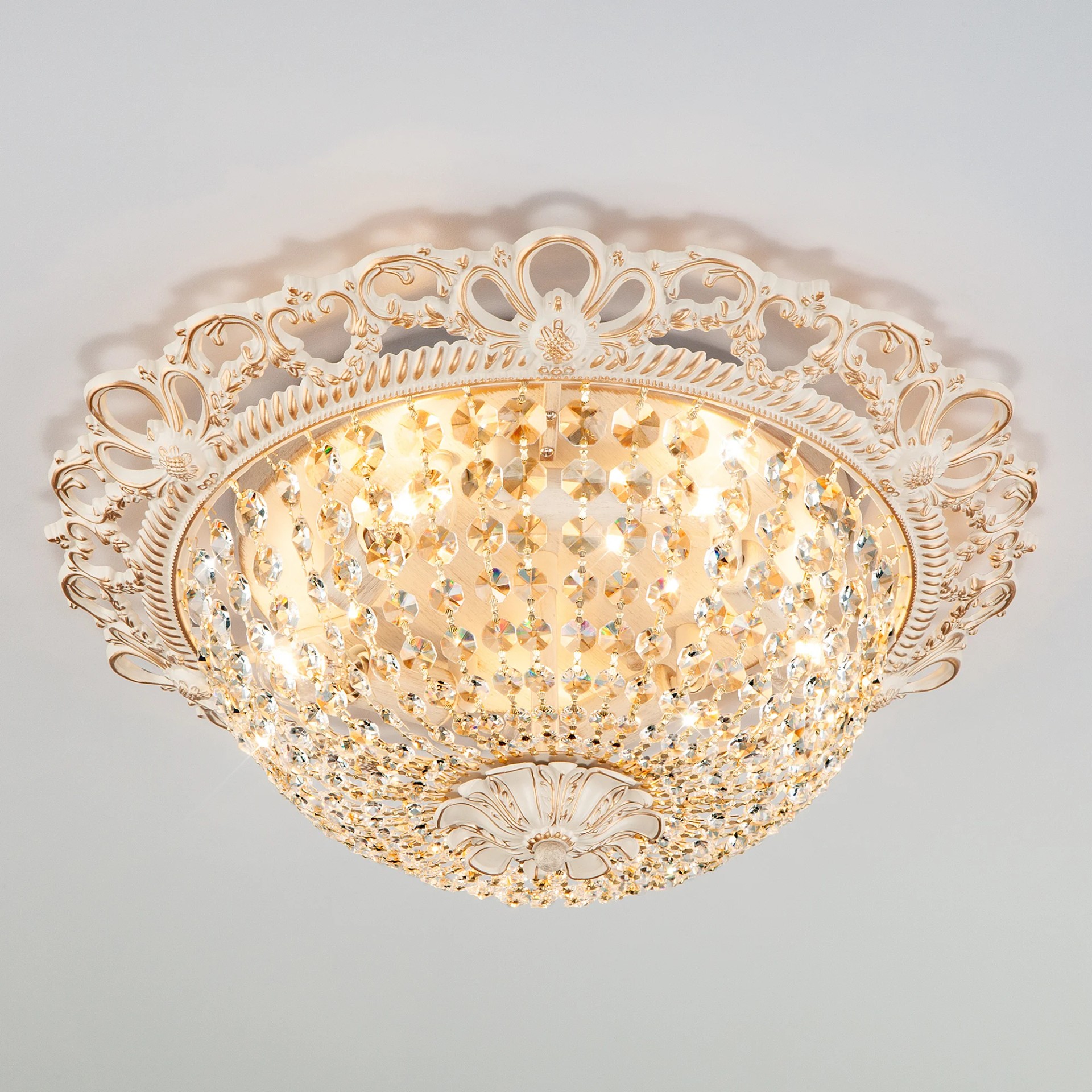 Потолочная хрустальная люстра Eurosvet Ajmeri 3298/5 белый с золотом/прозрачный хрусталь Strotskis