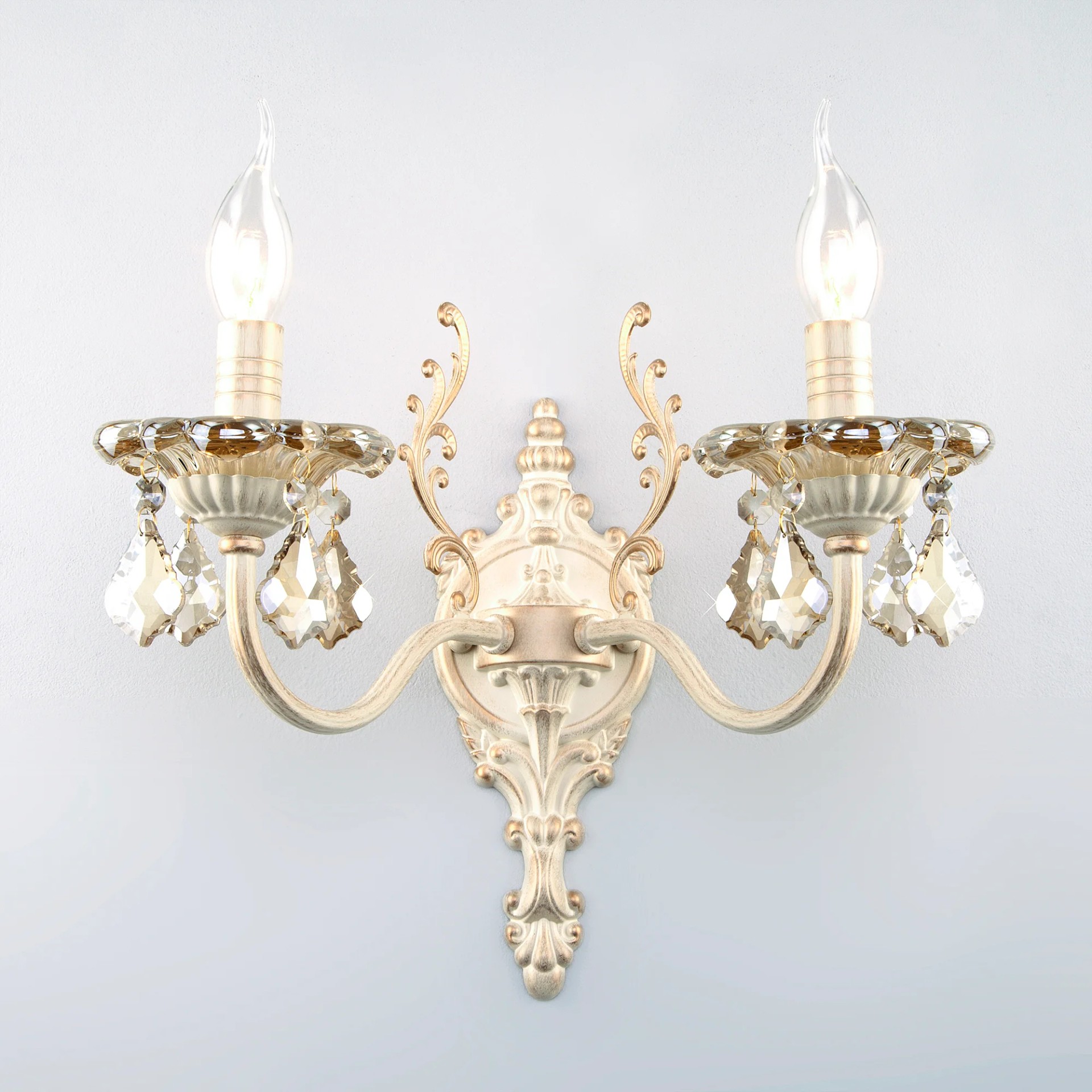 Настенное бра Eurosvet Elisha 3281/2 белый с золотом/тонированный хрусталь Strotskis