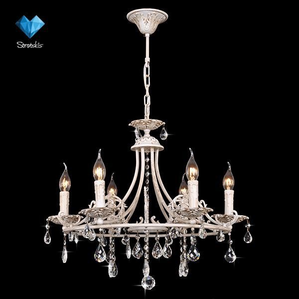 Подвесная люстра Eurosvet 3141 3141/6 бежевый/прозрачный хрусталь Strotskis