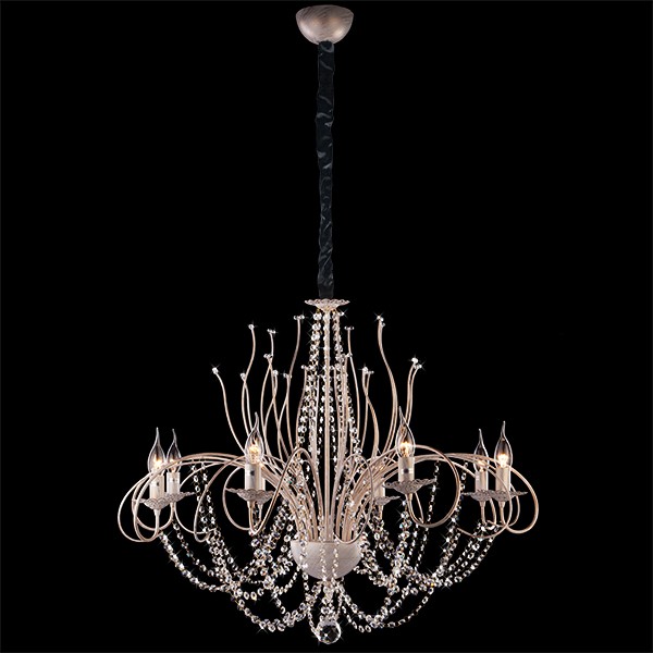 Подвесная люстра Eurosvet 10002 10002/8 белый с золотом/прозрачный хрусталь Strotskis