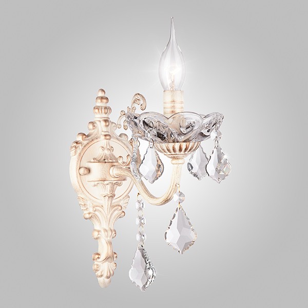 Настенное бра Eurosvet Chelina 10005/1 белый с золотом/прозрачный хрусталь Strotskis